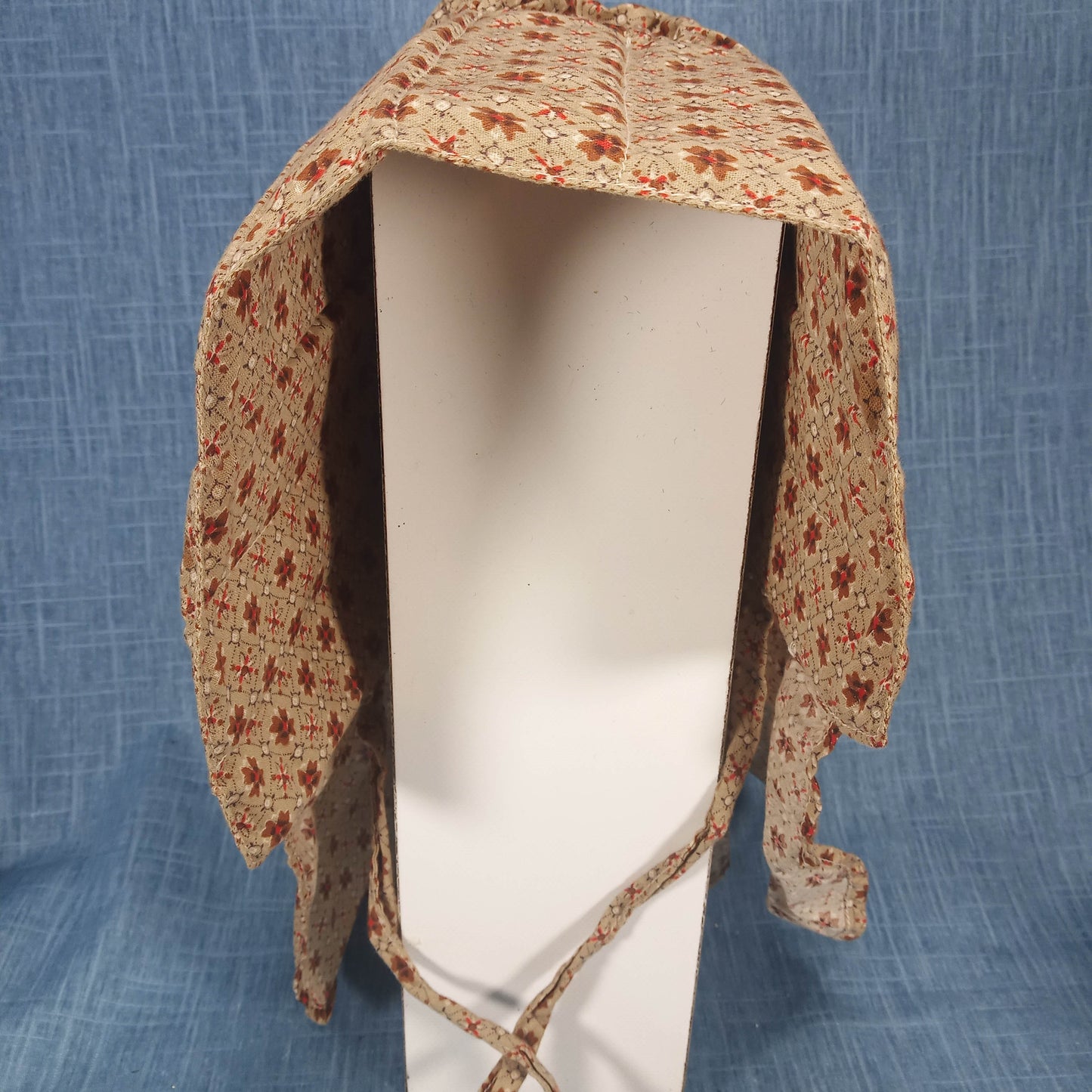 1950s Tan, Brown and Red Cotton Sun Hat