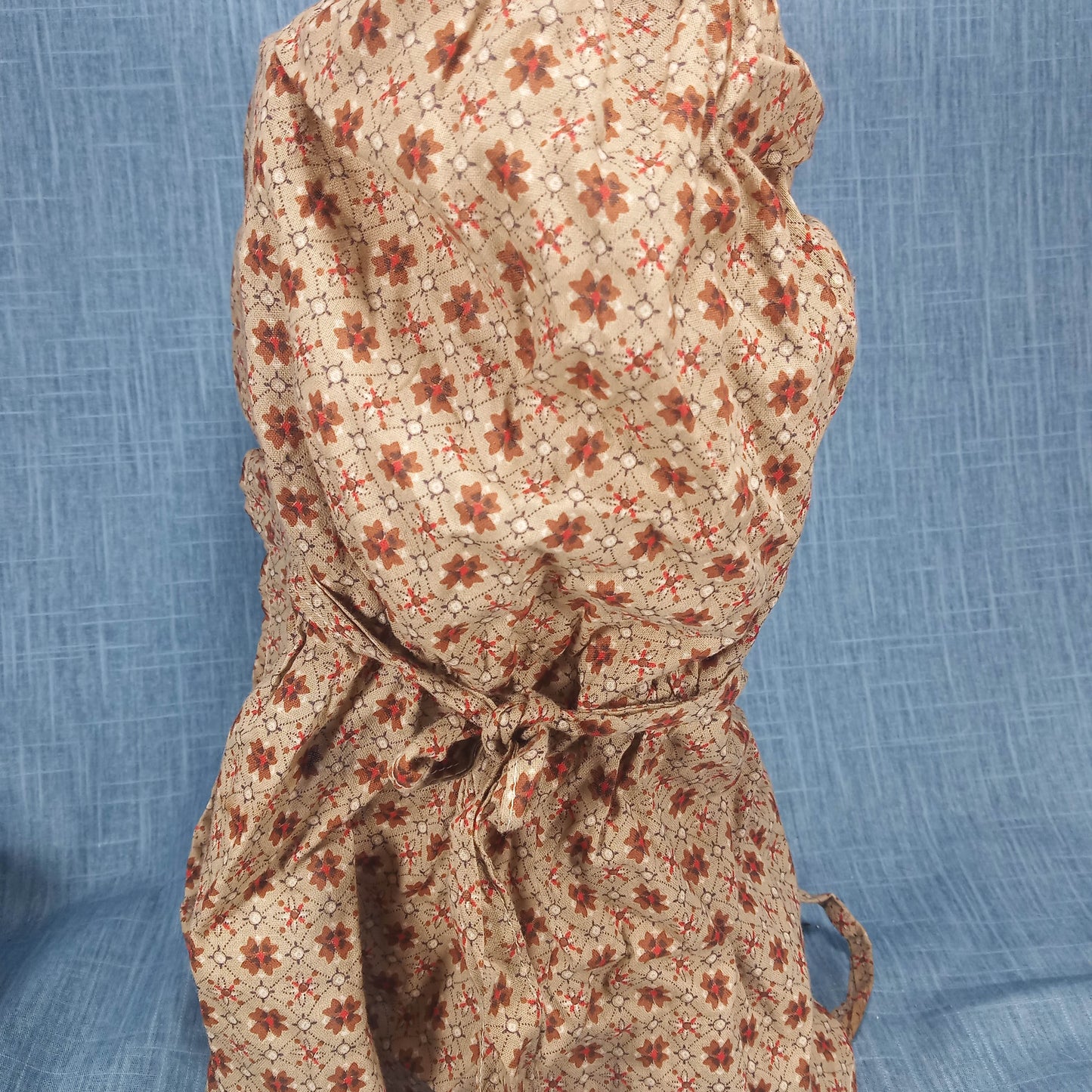 1950s Tan, Brown and Red Cotton Sun Hat