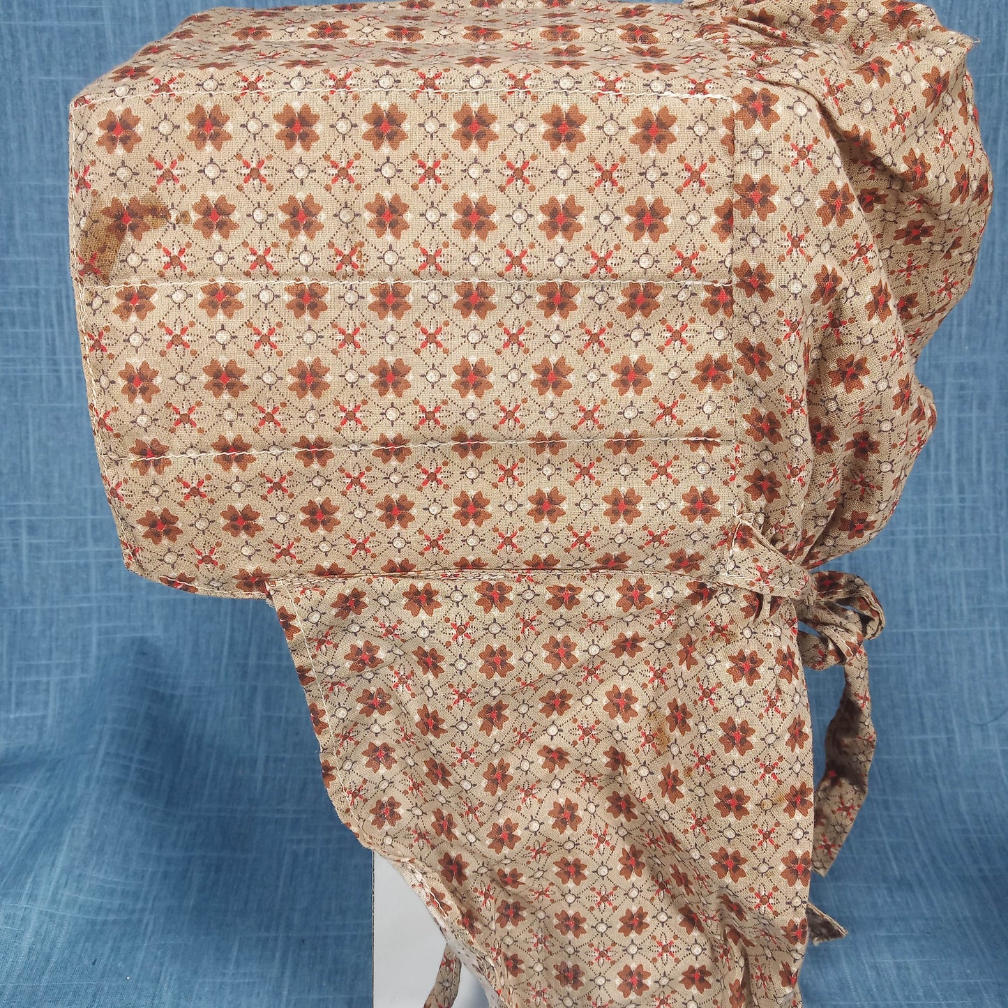 1950s Tan, Brown and Red Cotton Sun Hat