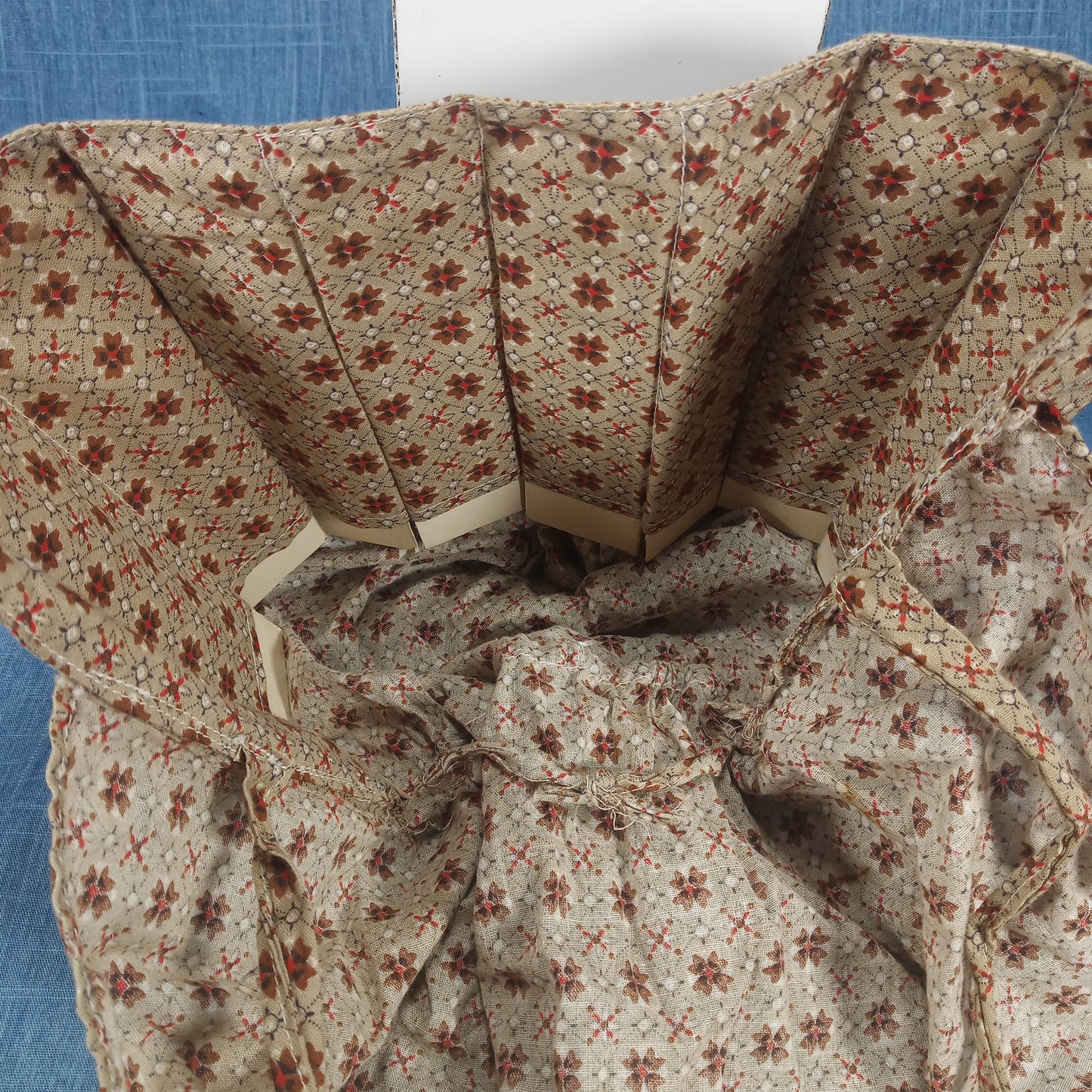 1950s Tan, Brown and Red Cotton Sun Hat