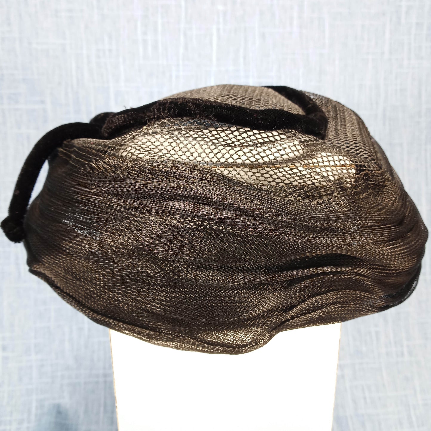 1940s Black Sisal Net Lampshade Hat