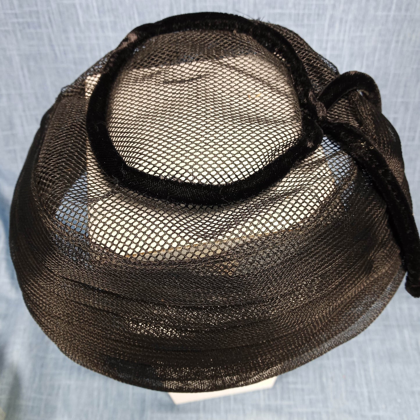 1940s Black Sisal Net Lampshade Hat