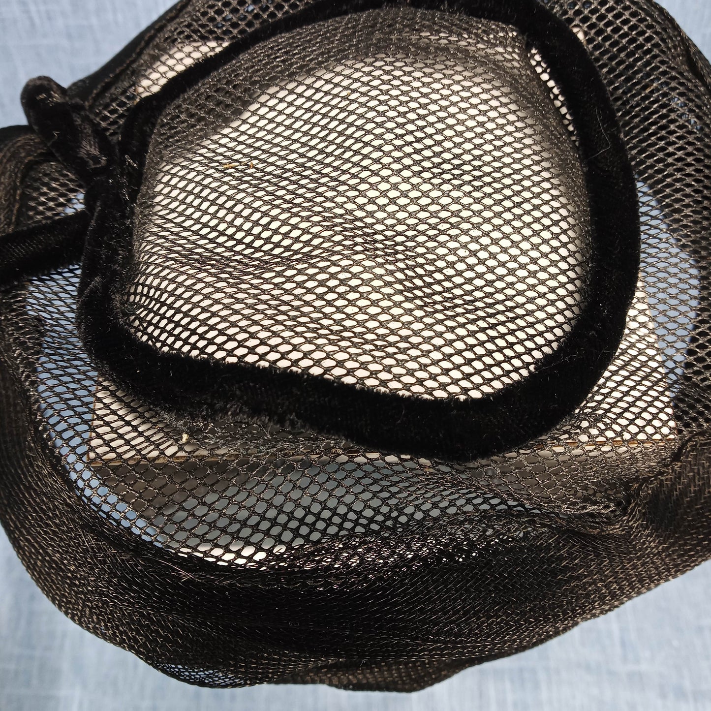 1940s Black Sisal Net Lampshade Hat