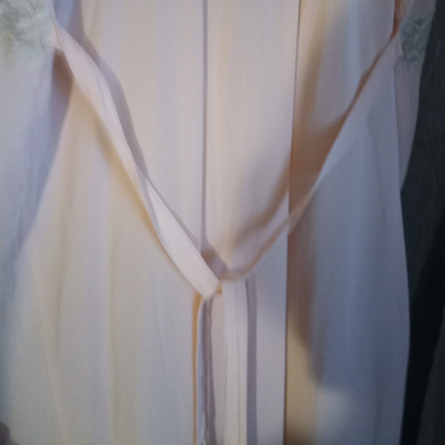 1930's Peach Silk Lace Bias Cut Long Gown