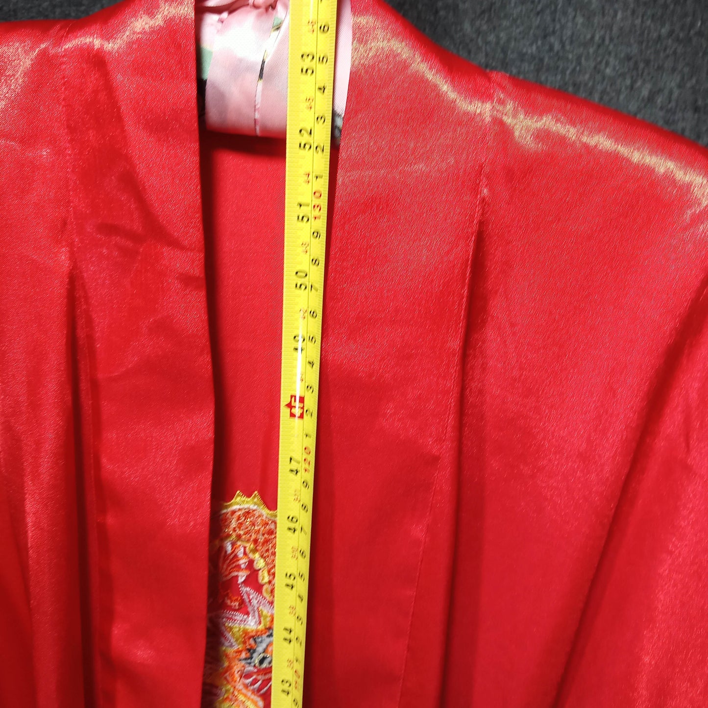 1950's Red Silk Embroidered Dragon Dressing Gown from Italy