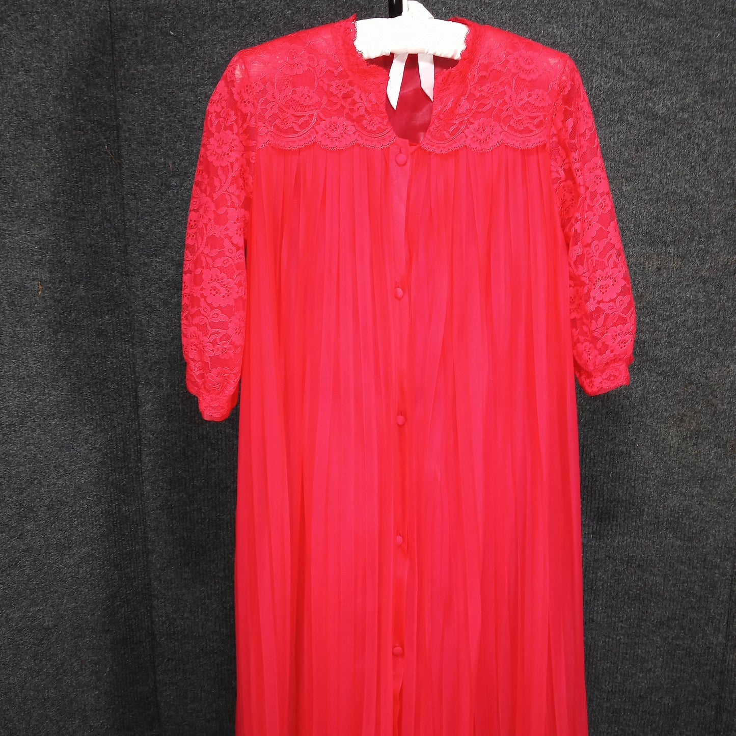 1950's Red Chiffon Lace Short Dressing Gown by Charmade