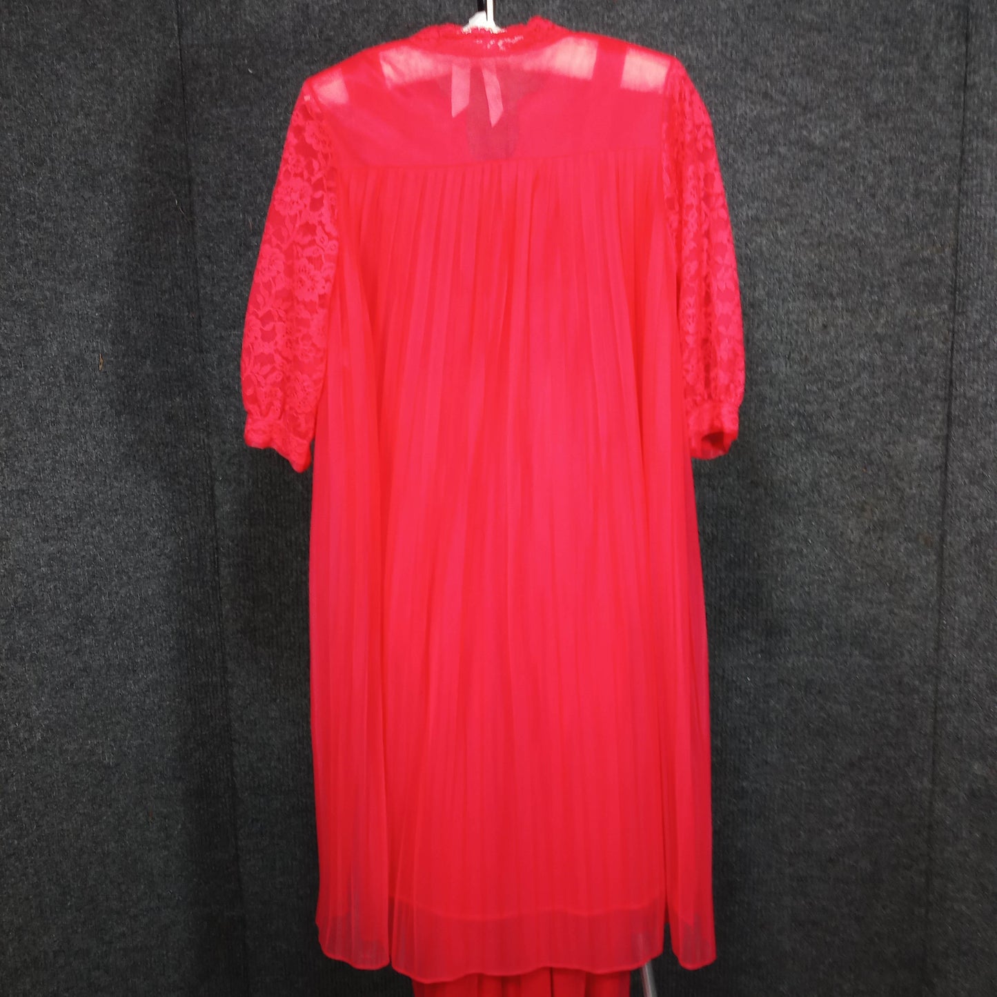 1950's Red Chiffon Lace Short Dressing Gown by Charmade