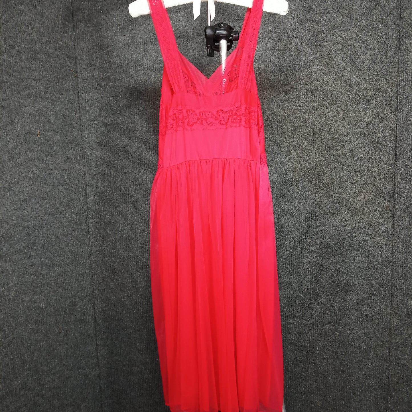 1950's Red Chiffon Lace Short Dressing Gown by Charmade