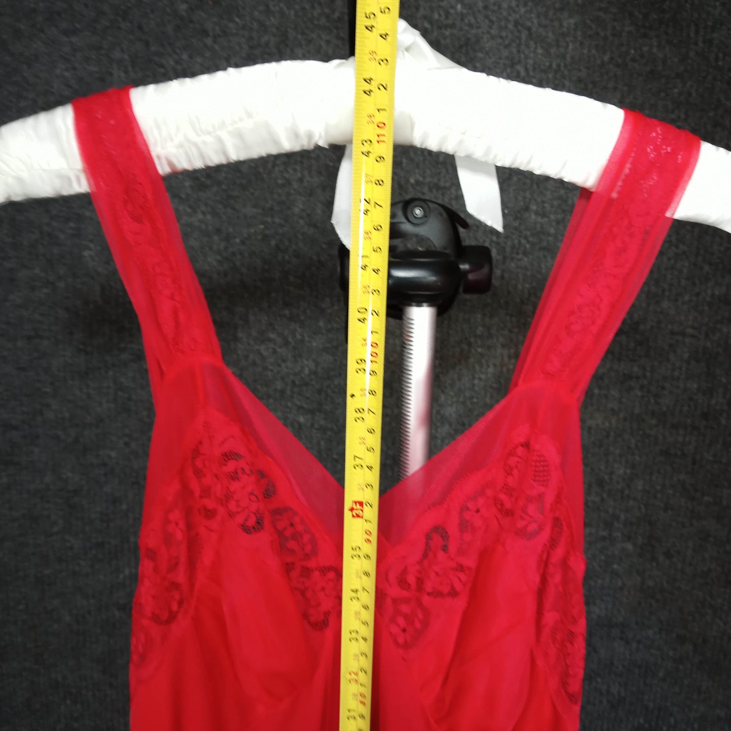 1950's Red Chiffon Lace Short Dressing Gown by Charmade