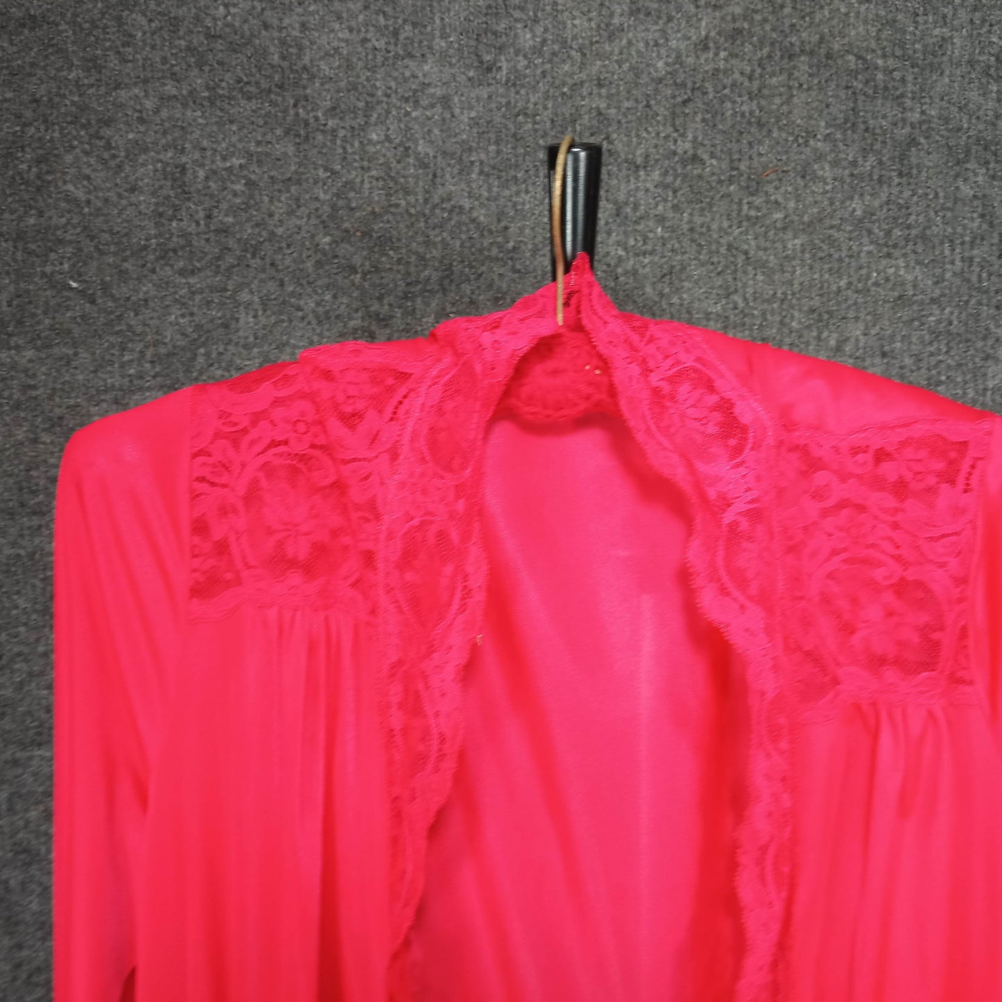 1950's Red Nylon Lace Open Dressing Gown
