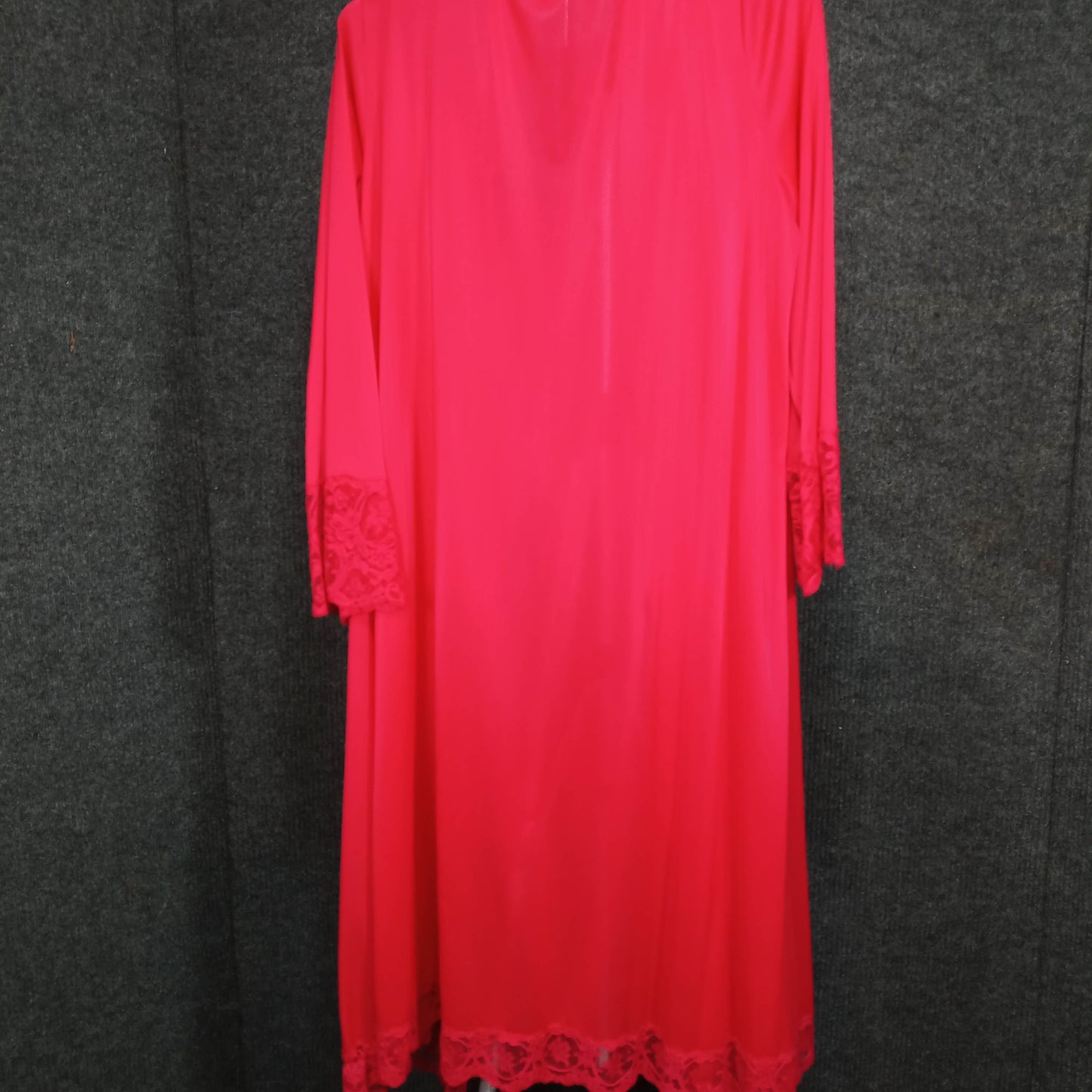 1950's Red Nylon Lace Open Dressing Gown