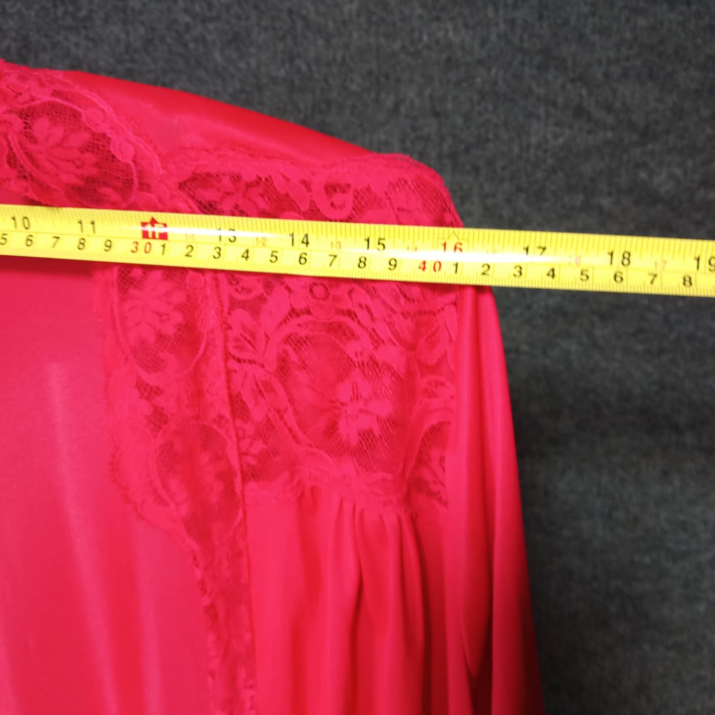 1950's Red Nylon Lace Open Dressing Gown