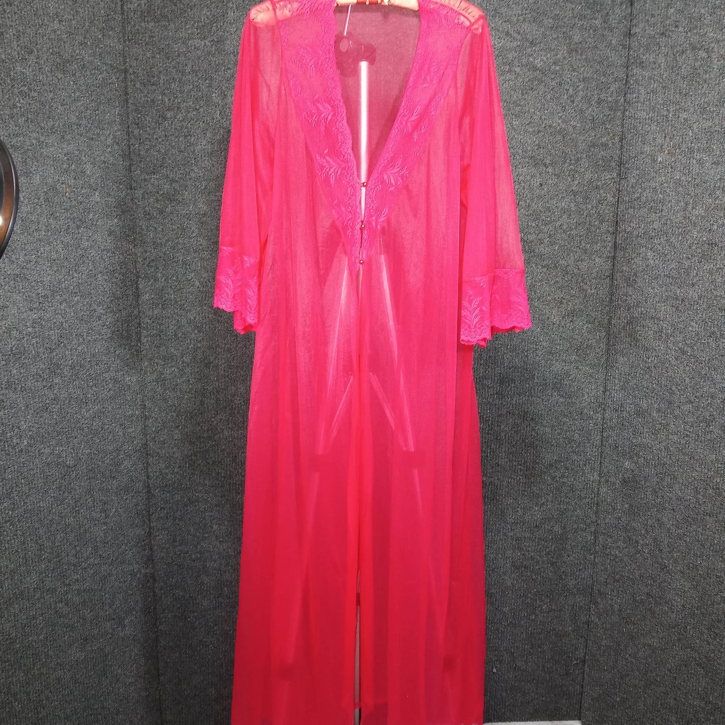 1950's Red Nylon Lace Night Gown