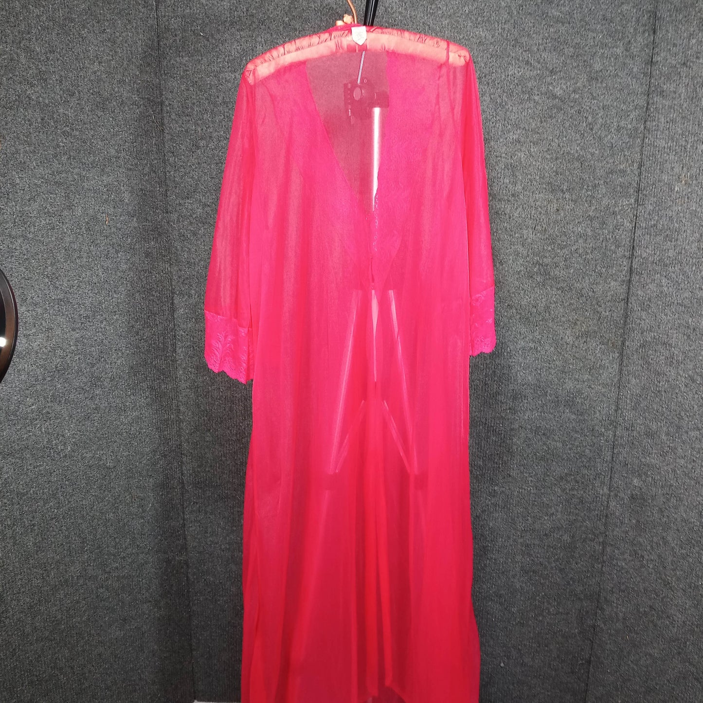 1950's Red Nylon Lace Night Gown