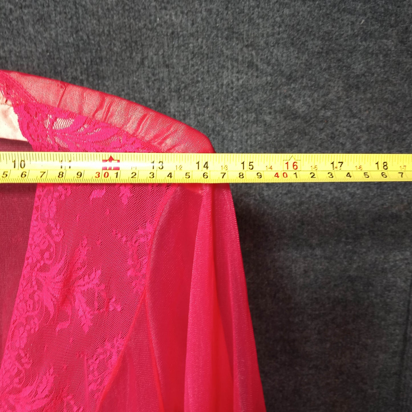 1950's Red Nylon Lace Night Gown
