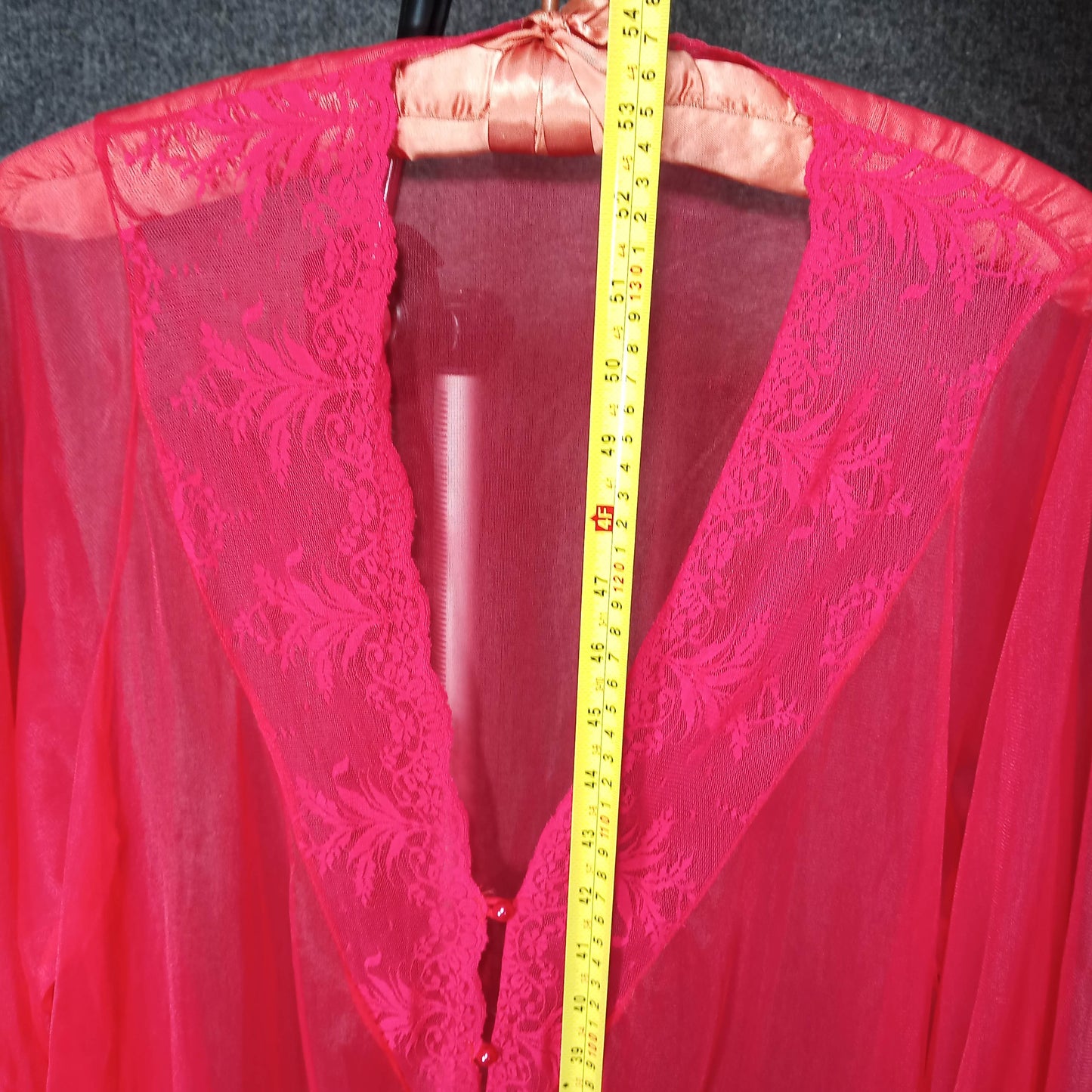 1950's Red Nylon Lace Night Gown