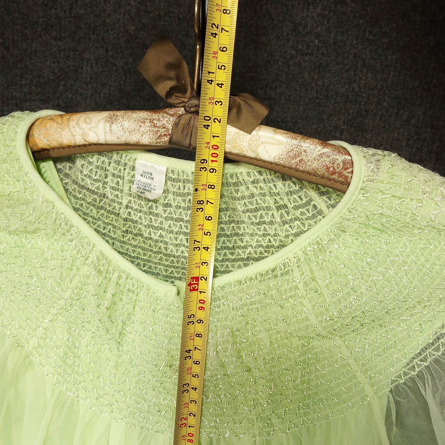 1950's Mint Julep Nylon Smocked Peignoir Set