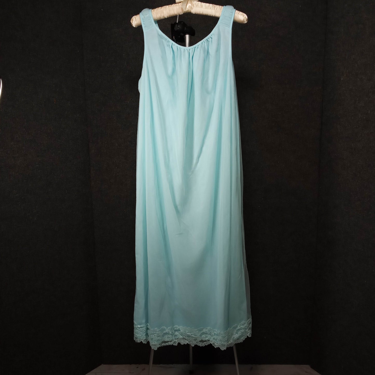 1950's Robins Egg Blue Multi Layer Chiffon and Lace Peignoir Set