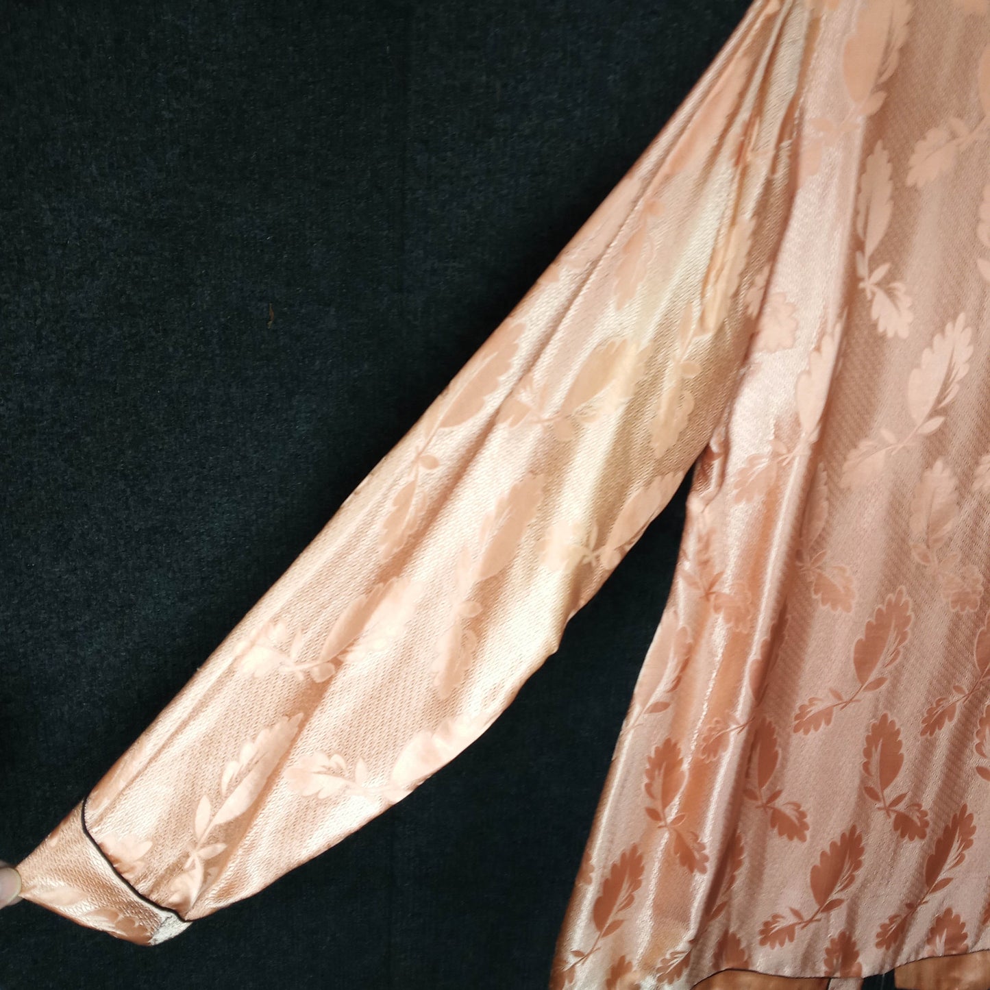 Early to Mid 20th Century Peach Silk Lounge Set with Ornate Frog Closures