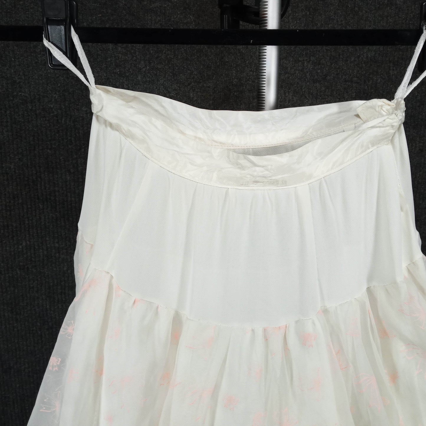 1950s Vintage White and Pink Bow Print Multi Layered Crinoline