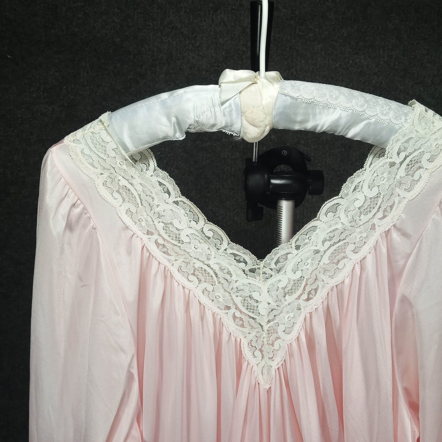 1950's Pink Pleated Large Nightgown with Lace Highlights by Eyefull