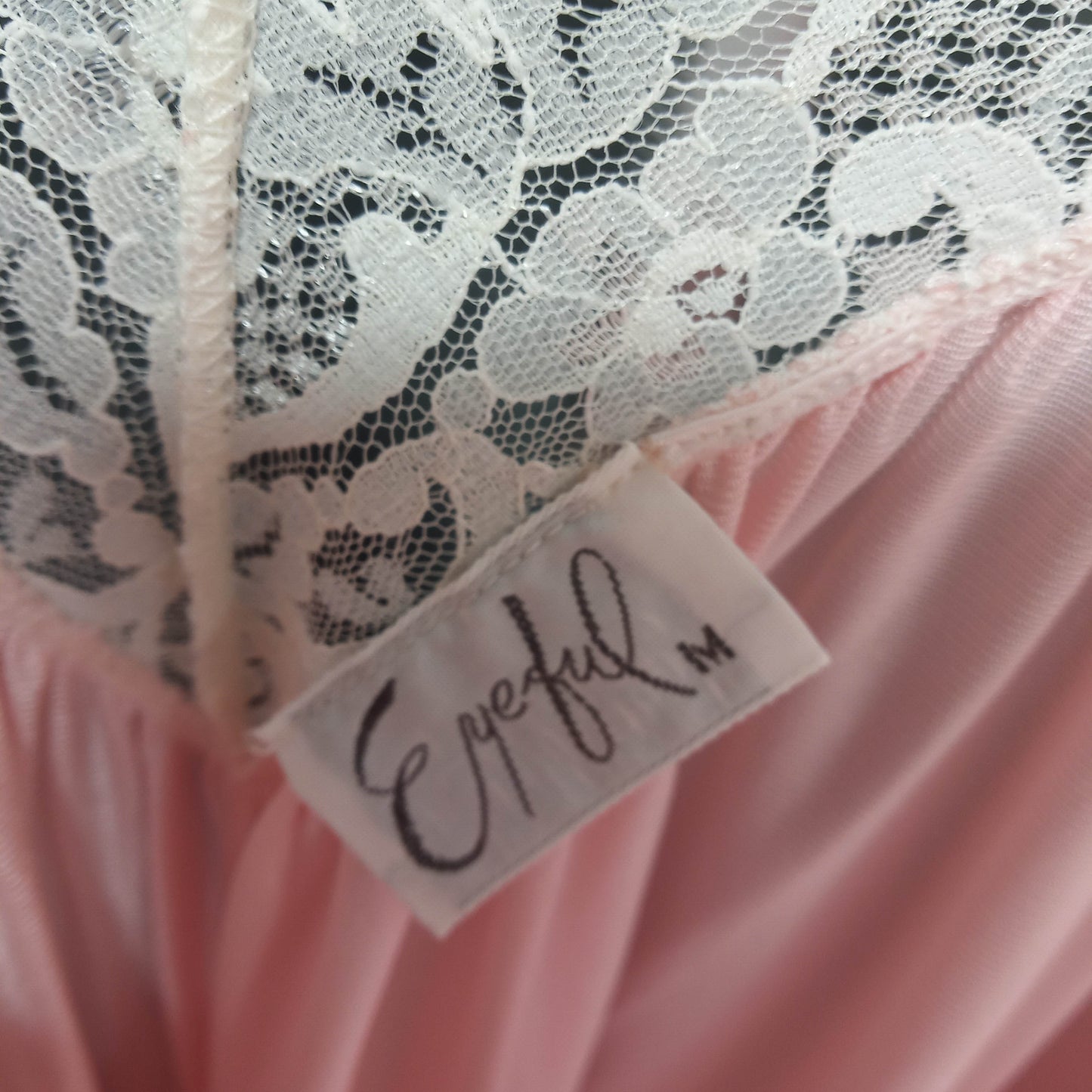 1950's Pink Pleated Large Nightgown with Lace Highlights by Eyefull