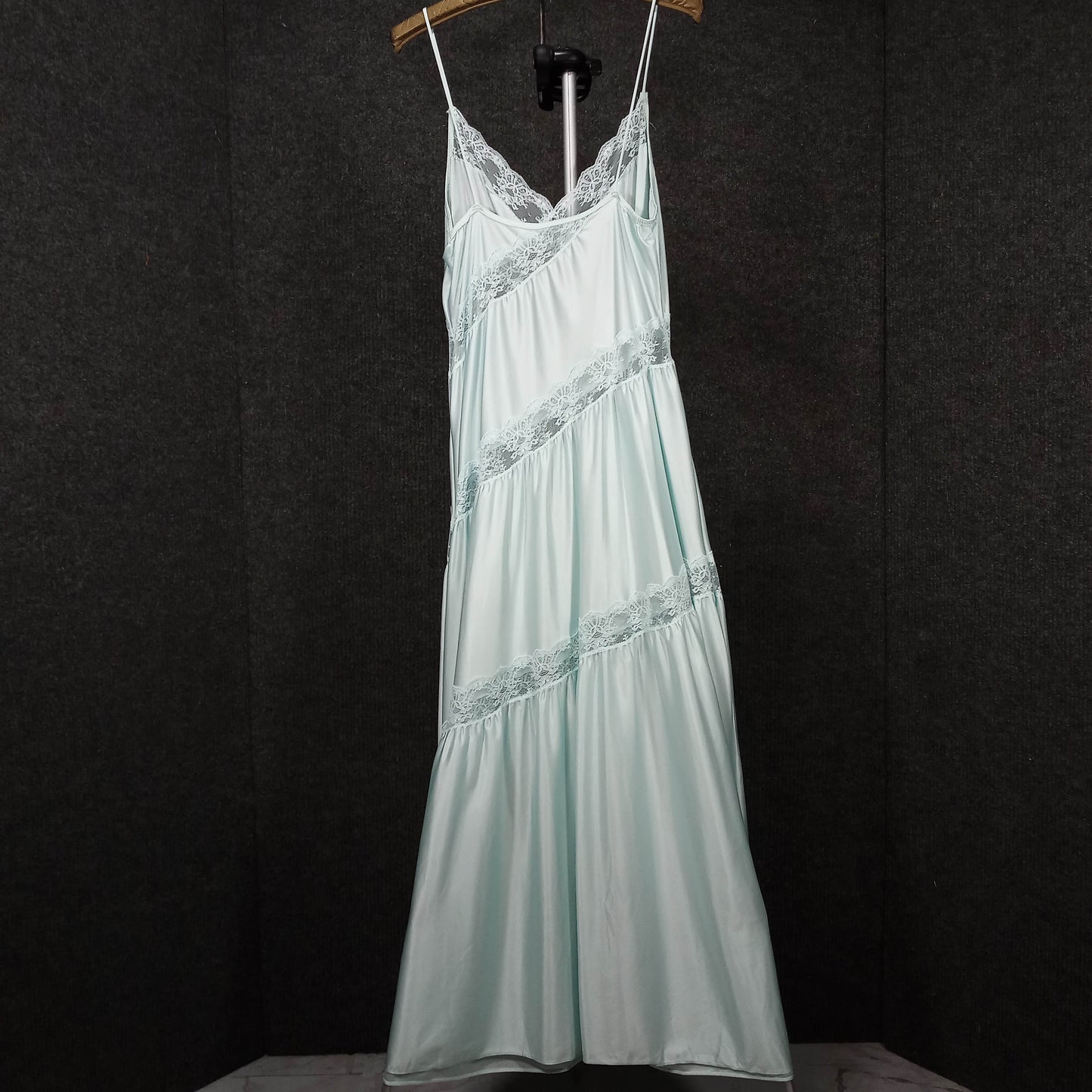 1980's Mint Julep Bias Cut Nightie by H Kickernick