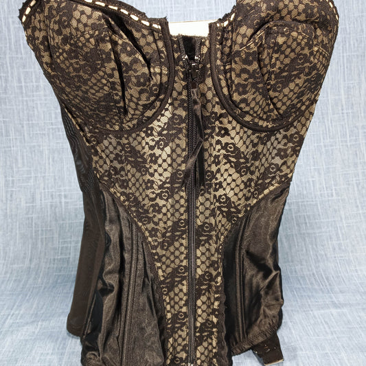 1980s Vintage Black Lace Bustier with Garters
