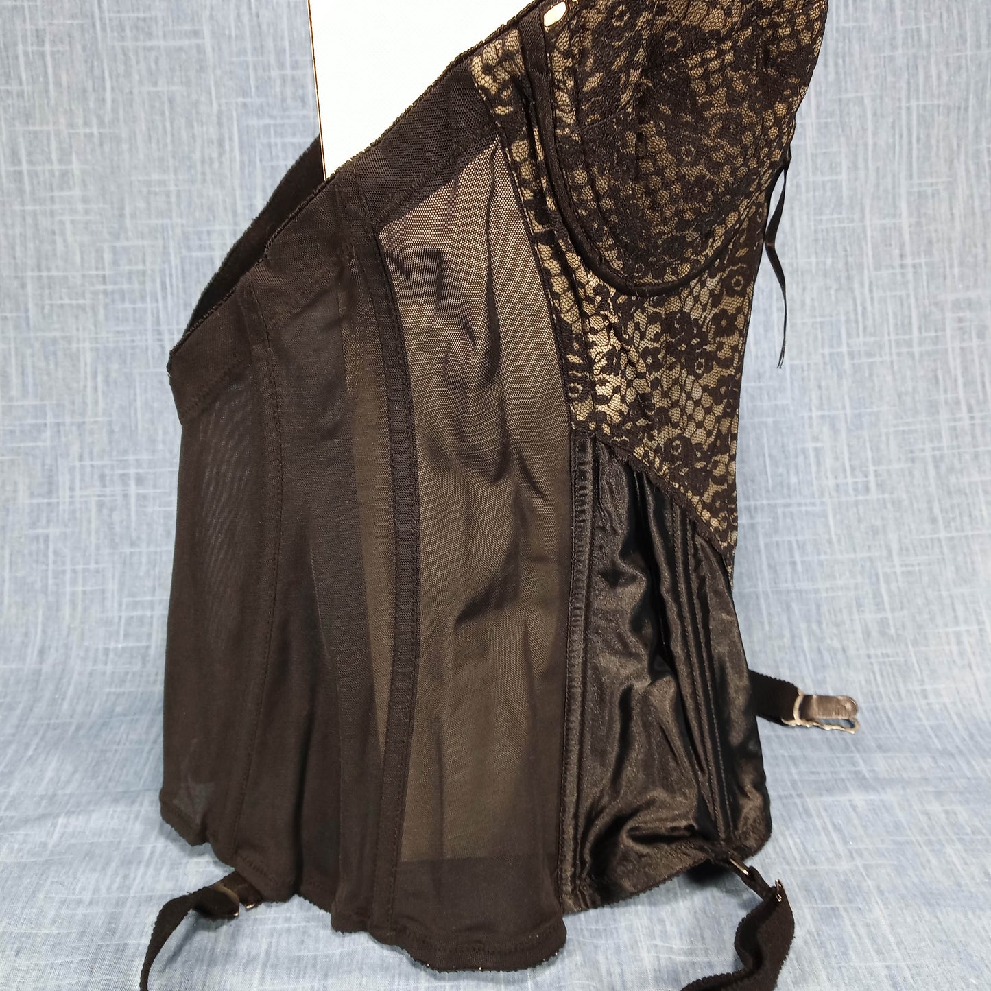 1980s Black Lace Bustier with Garters