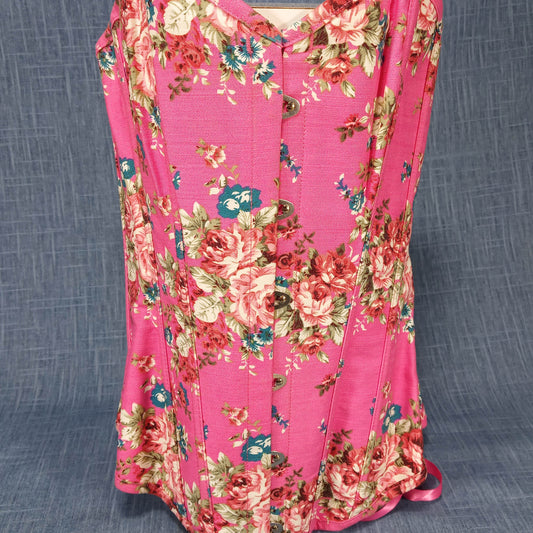 1990s Vintage Pink Floral Bustier Corset