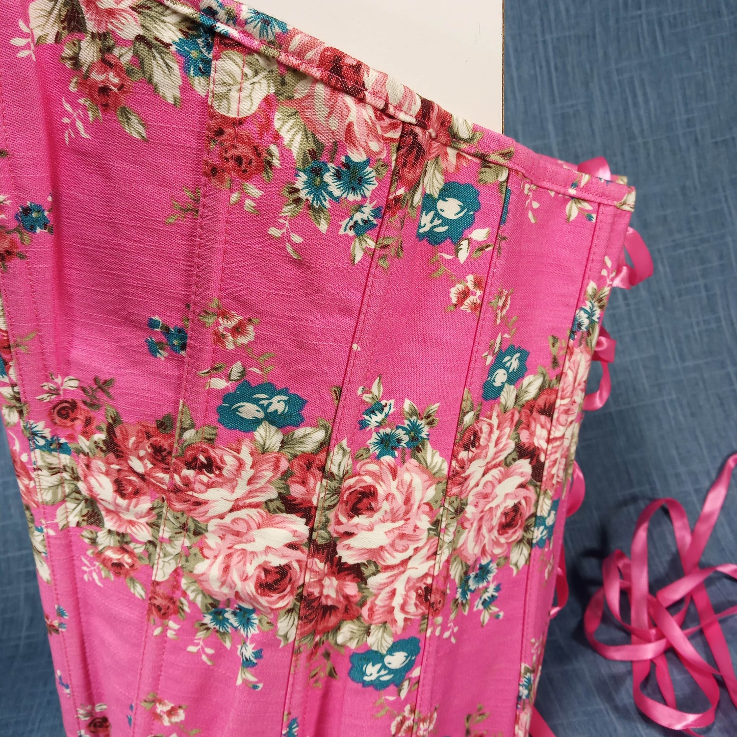 1990s Pink Floral Bustier