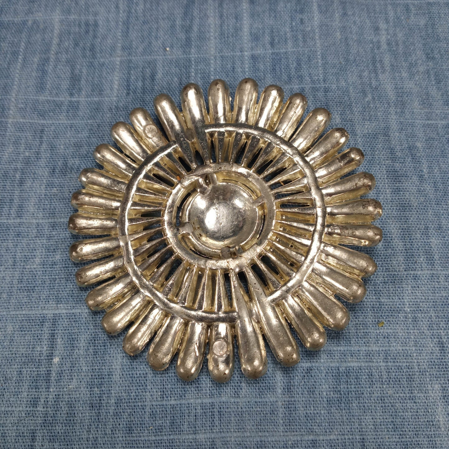 1930s Vintage Clear Rhinestone Starburst Medallion
