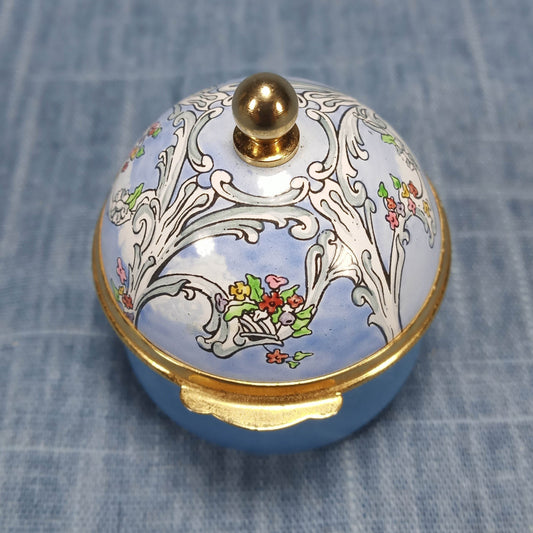 Vintage Hand Painted Enamel Ring Box by Crummles and Rochard