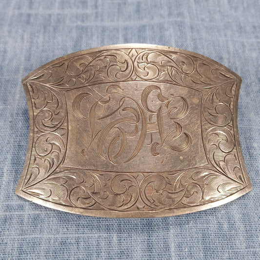 1940s Sterling Silver Brooch with Engravings