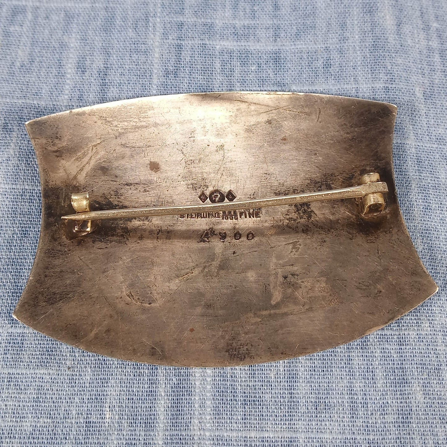 1940s Sterling Silver Brooch with Engravings