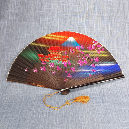 1960s Vintage Fan: Hand Painted with a Japanese Scene