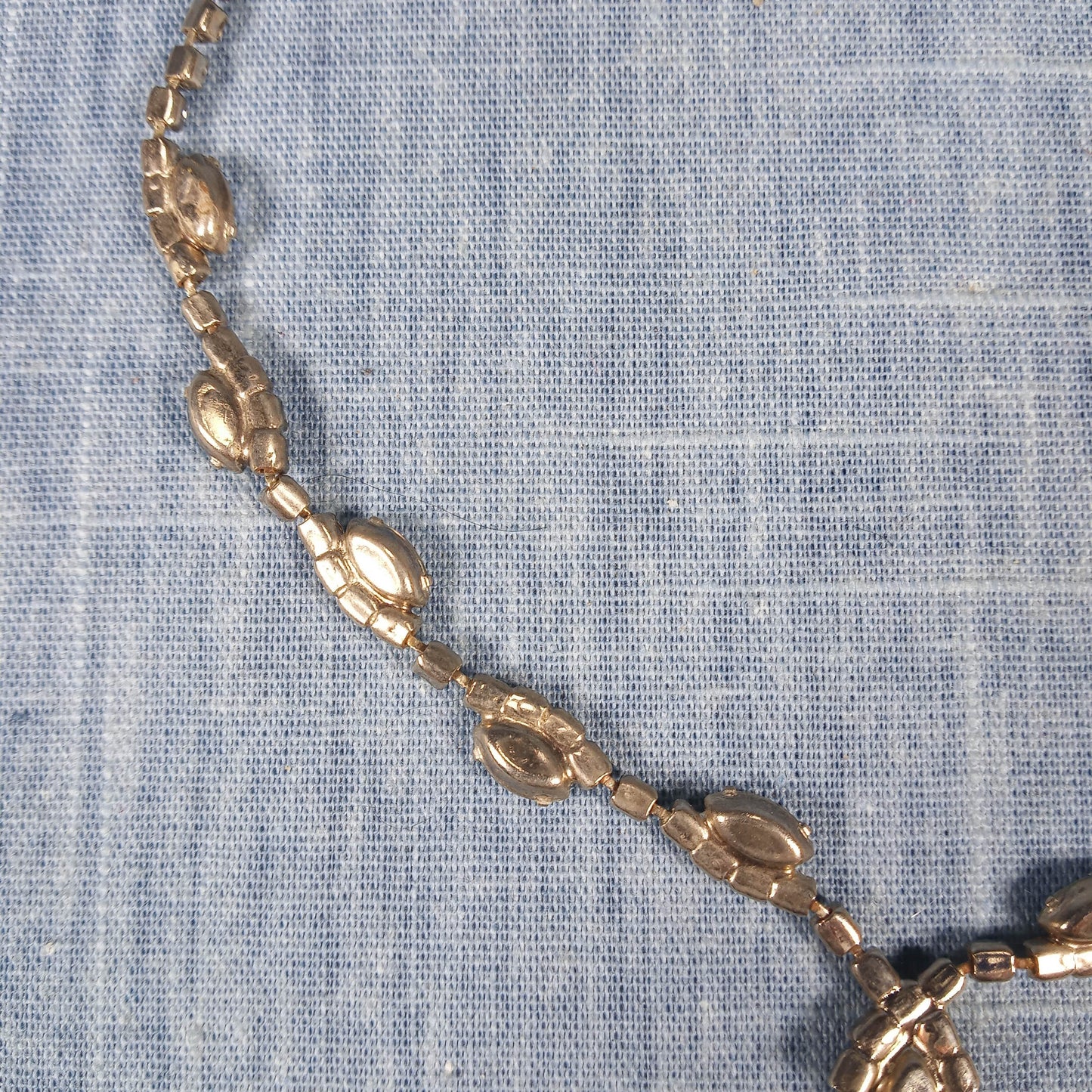 1960s Vintage Necklace with Aurora Borealis Rhinestones and a Center Drop Stone