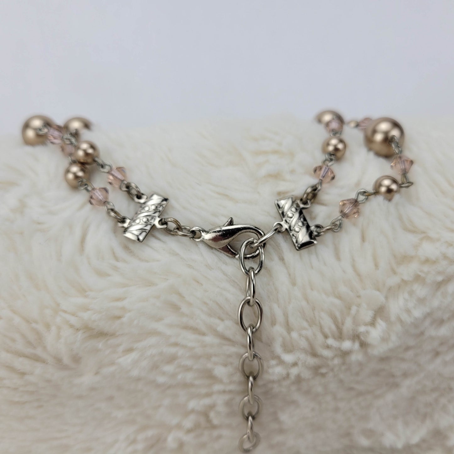 1990's Metal Ball and Chain with Purple Glass Bead Necklace by Sisi Amber