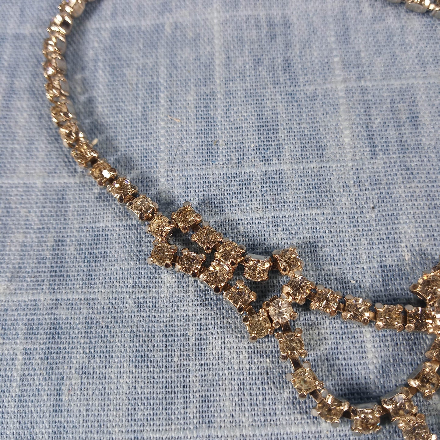 1950s Vintage Drop Necklace with Clear Rhinestones