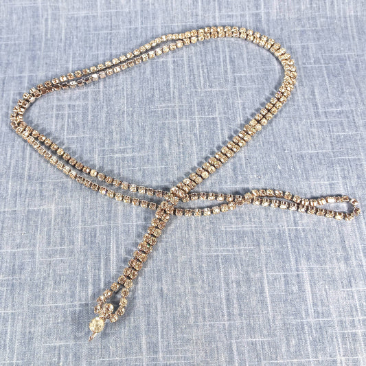 1950s Vintage Rope Necklace with Clear Rhinestones