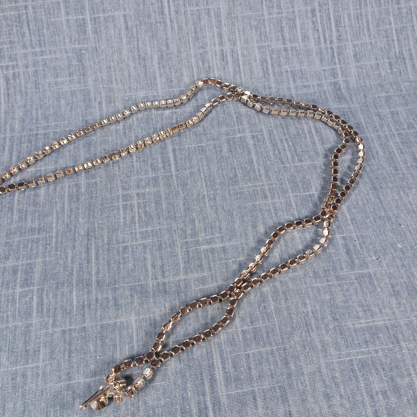 1950s Vintage Rope Necklace with Clear Rhinestones