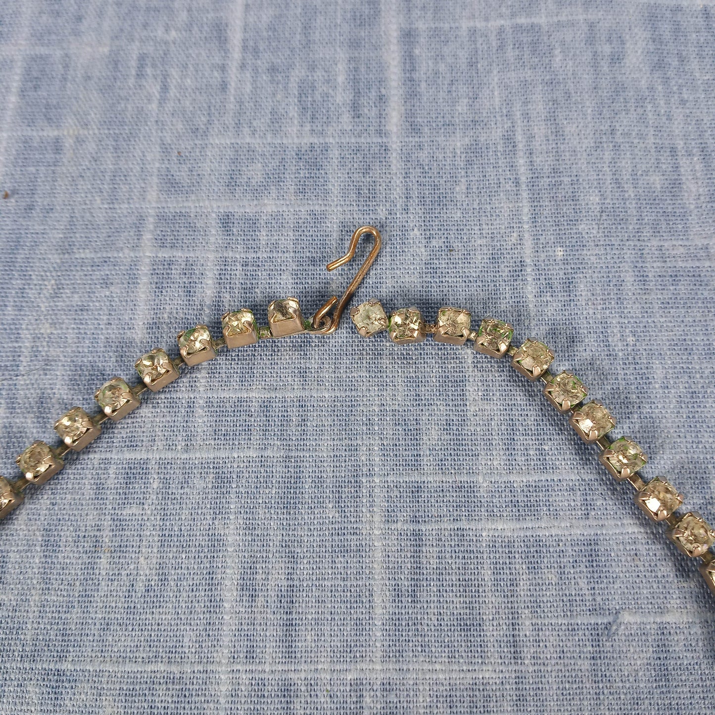 1950s Vintage Tiered Pendant Necklace with Clear Rhinestones