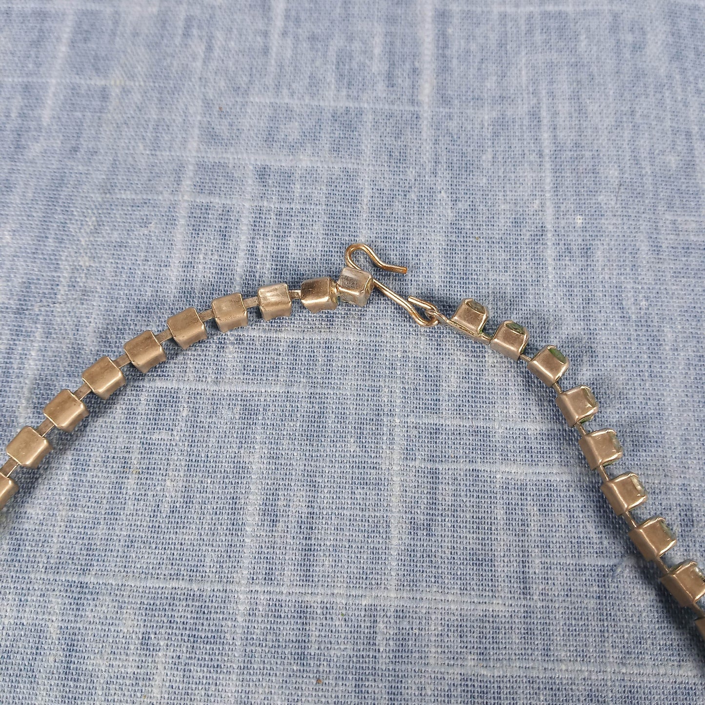 1950s Vintage Tiered Pendant Necklace with Clear Rhinestones
