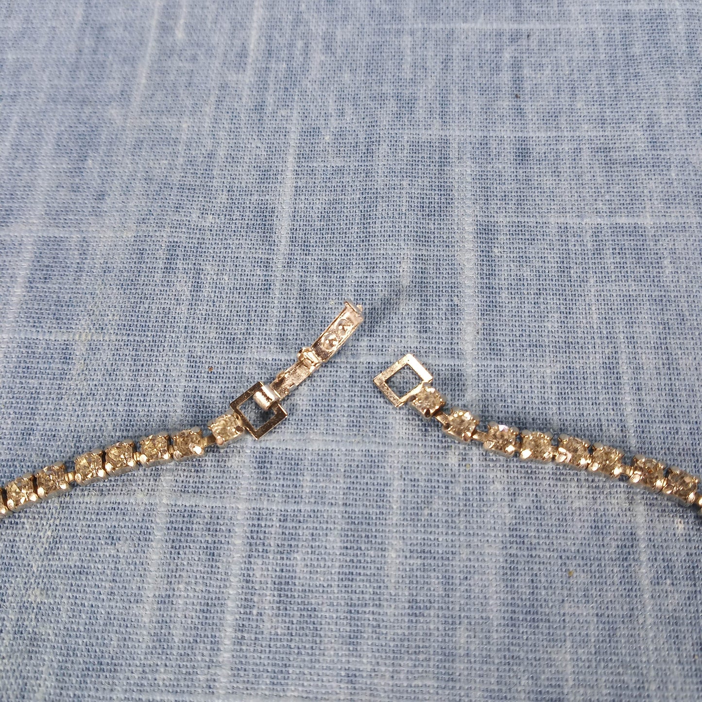 1950s Vintage Necklace with Looped and Drop Clear Rhinestones