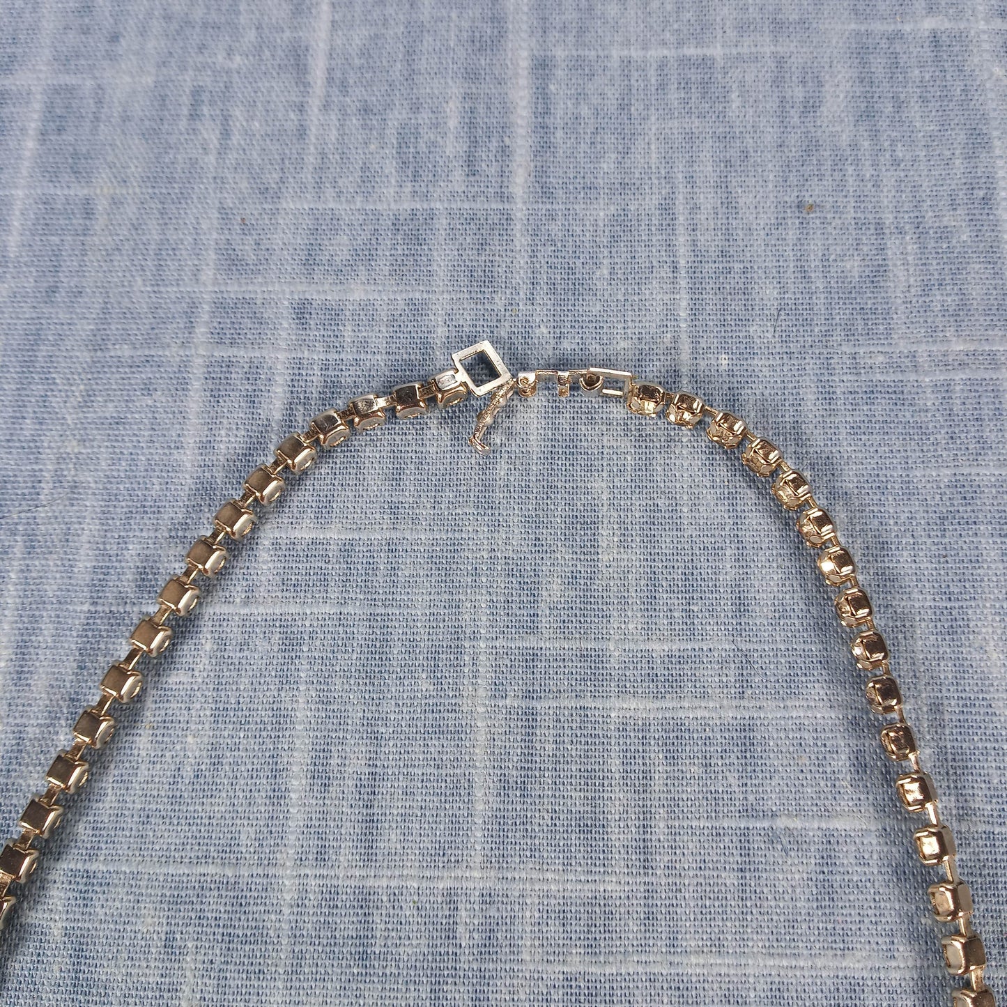 1950s Vintage Necklace with Looped and Drop Clear Rhinestones