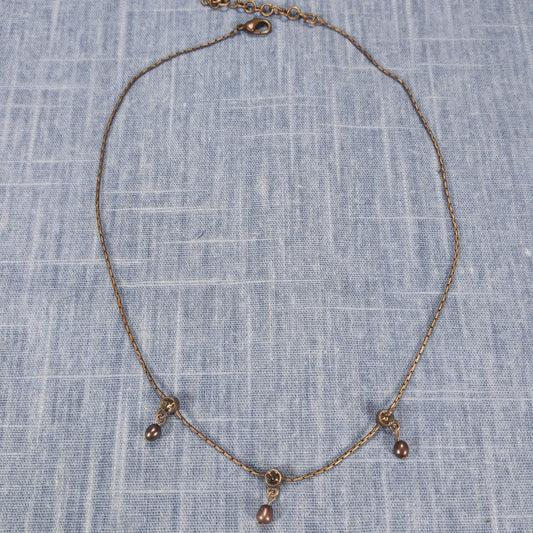 1980s Vintage Chain Necklace with Gray Rhinestones