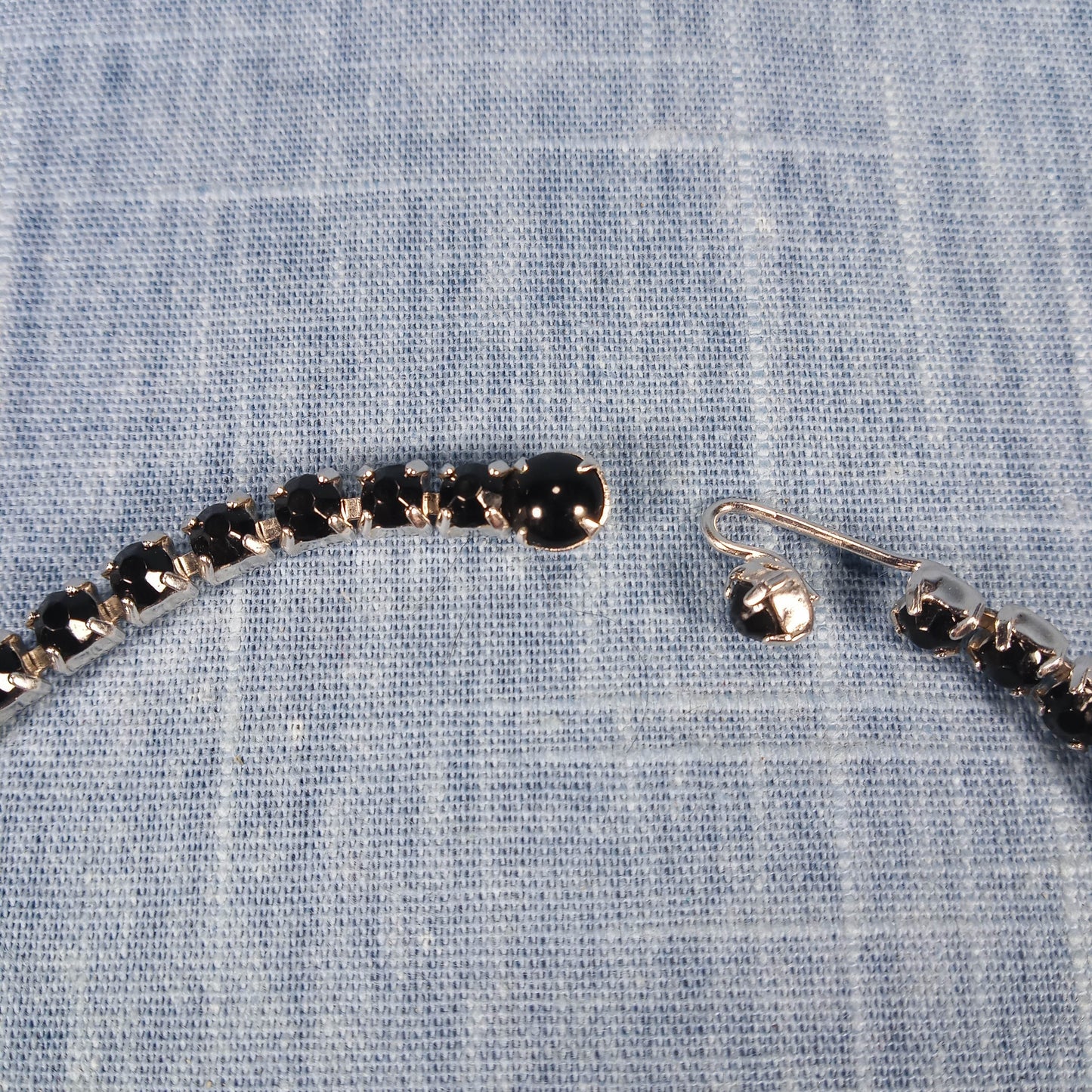 1960s Vintage Necklace with Onyx and Clear Rhinestones