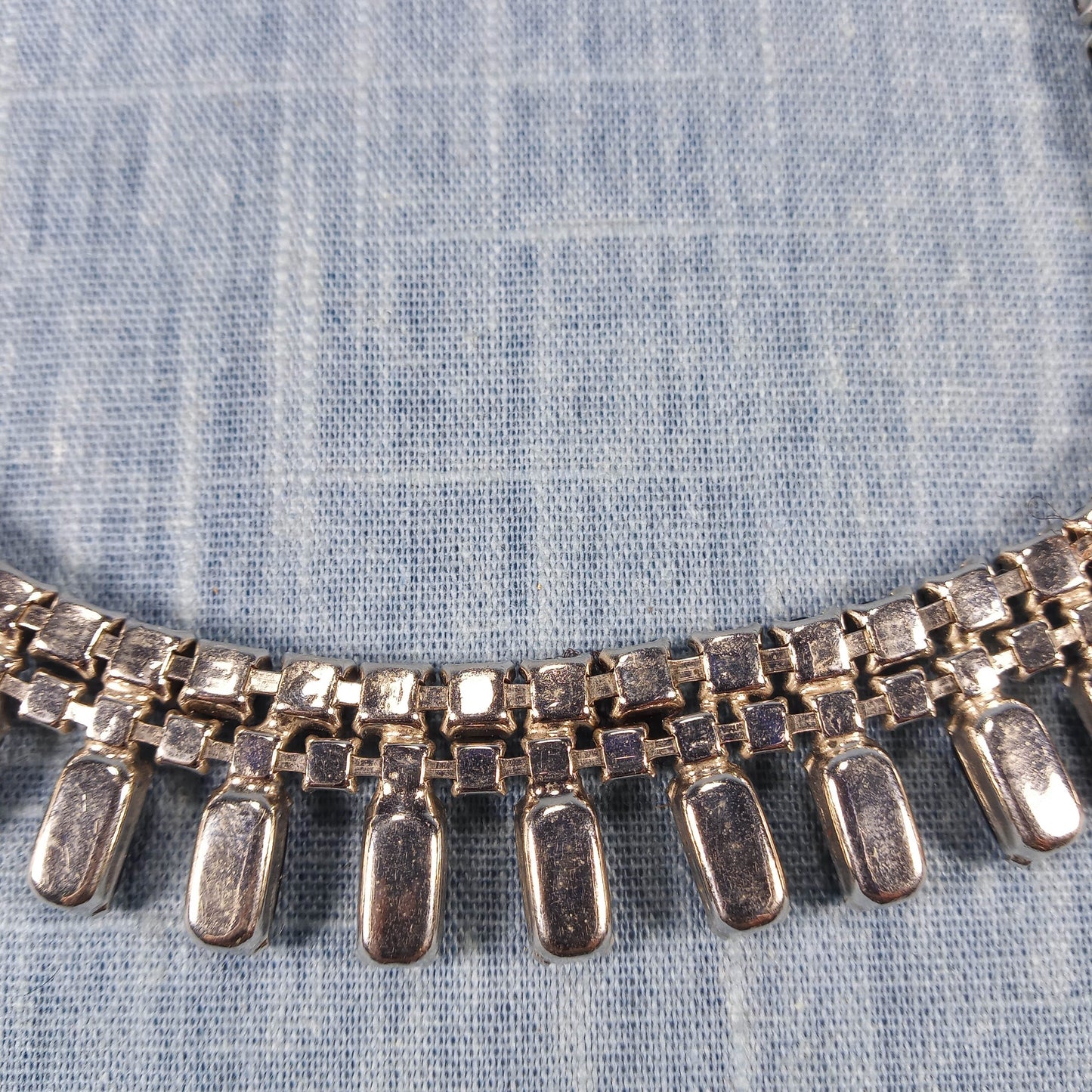 1960s Vintage Necklace with Onyx and Clear Rhinestones