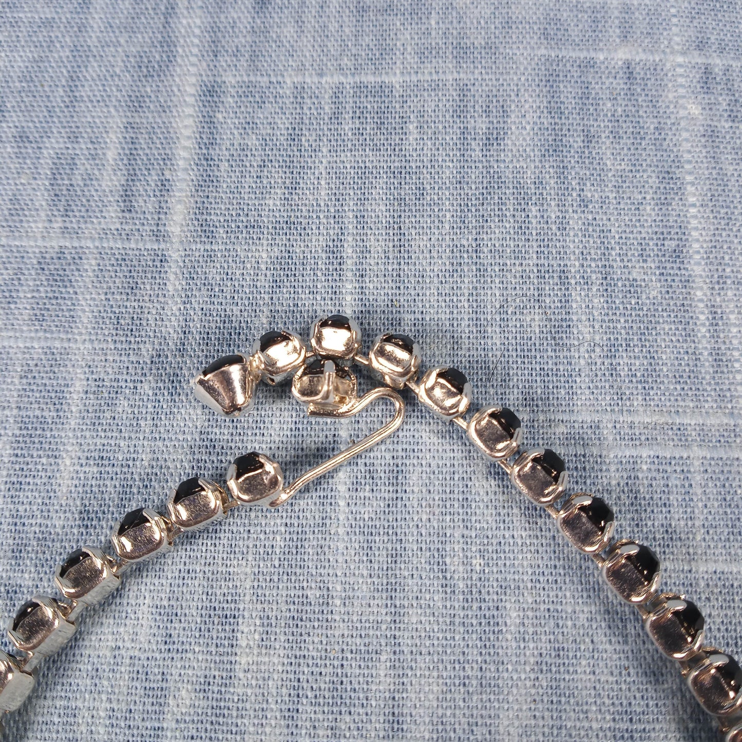 1960s Vintage Necklace with Onyx and Clear Rhinestones