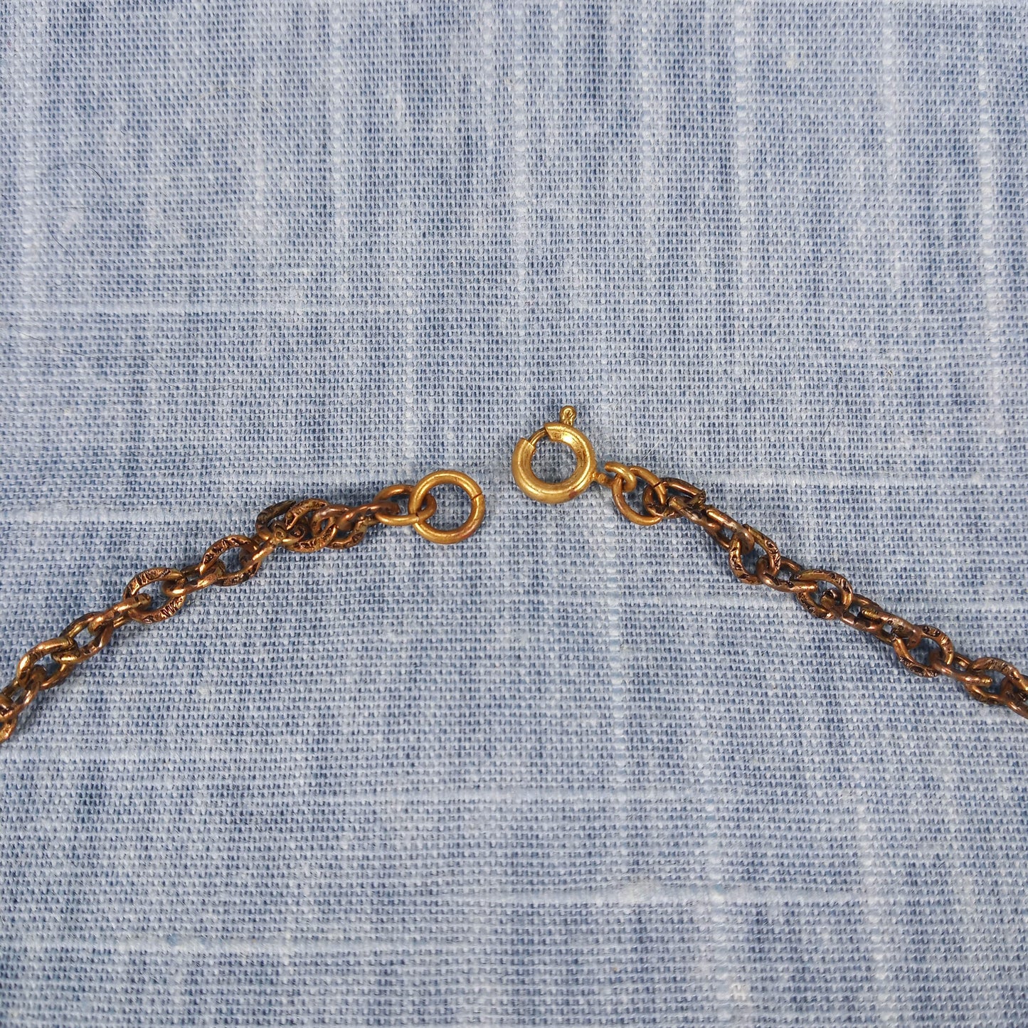 1950s Vintage Pendant Necklace with Gold Tone Filigree and Painted Scene